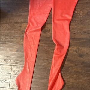 Savage X Fenty Red Latex Thigh High Stocking